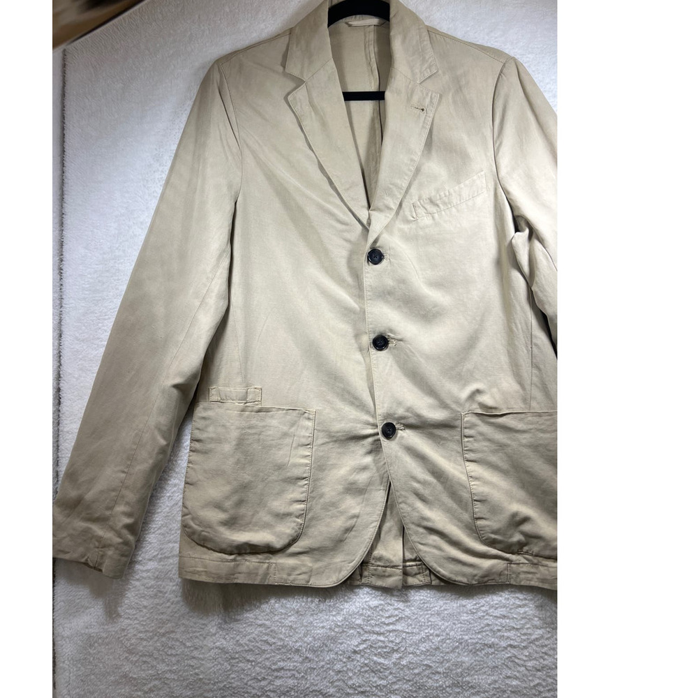 Officine Generale Beige Armie Garment Dyed Linen Blazer Jacket Sport Coat Men 46 - Picture 4 of 15